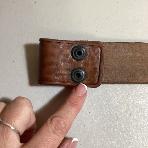 Vintage Name Jack Western Cowboy Outdoor Fish Tooled Cowhide Tan Leather 46 Belt - Picture 9 of 9